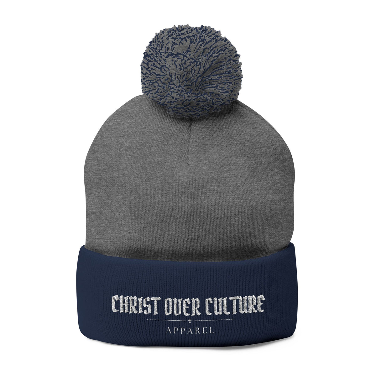 CHRIST OVER CULTURE EMBROIDERED POM-POM BEANIE