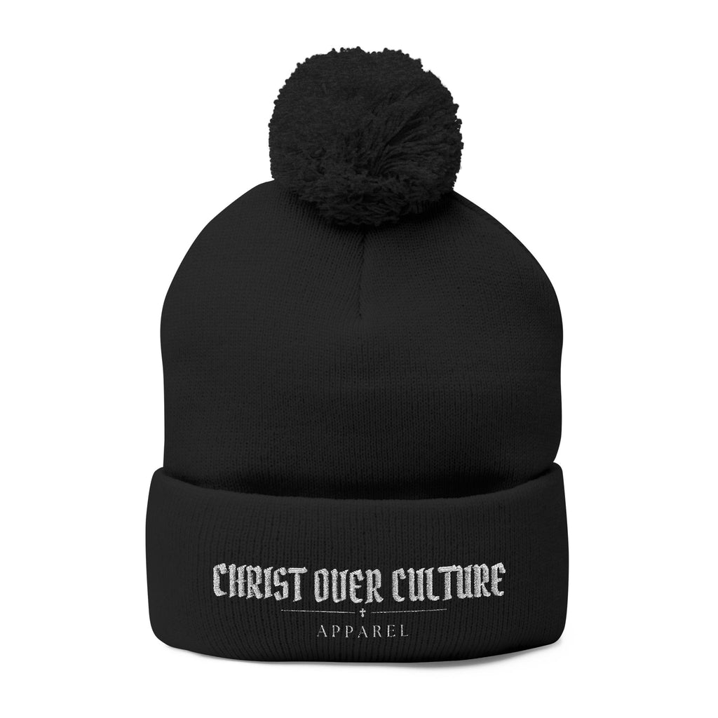 CHRIST OVER CULTURE EMBROIDERED POM-POM BEANIE