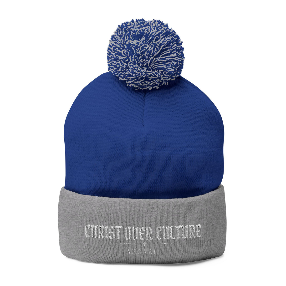 CHRIST OVER CULTURE EMBROIDERED POM-POM BEANIE