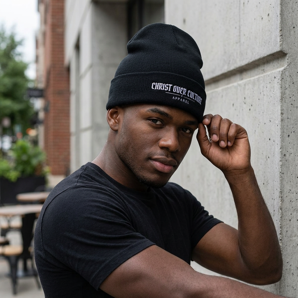 EMBROIDERED "CHRIST OVER CULTURE" BEANIE