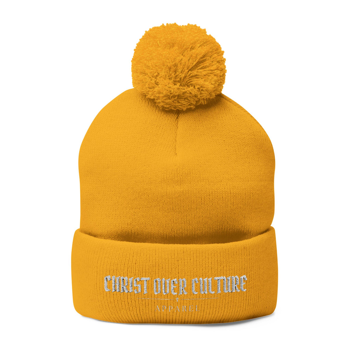 CHRIST OVER CULTURE EMBROIDERED POM-POM BEANIE